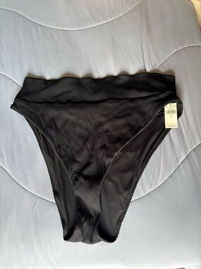 Aerie Black High-Waist Ribbed Bikini Bottom